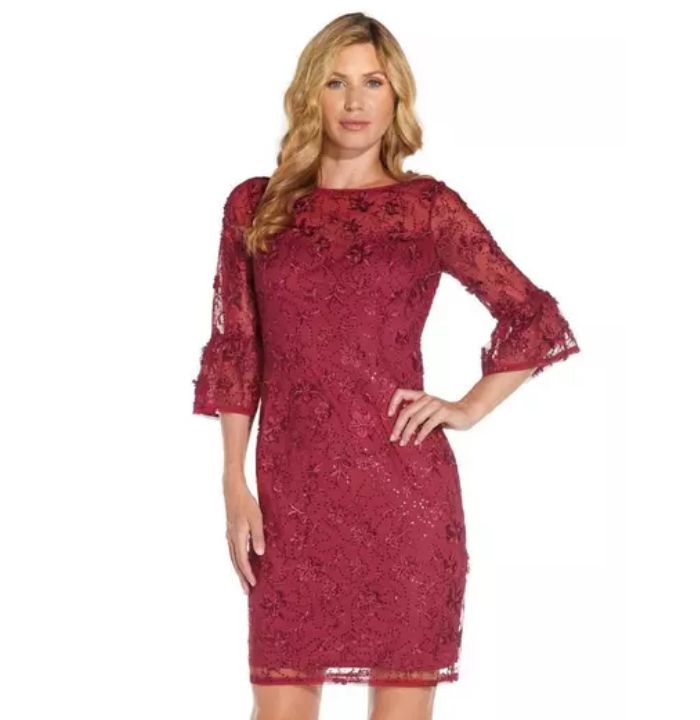 Sequin Embroidered Sheath Dress