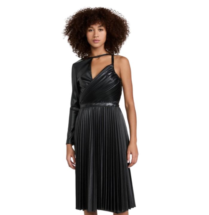 Kimberly Goldson Koko Vegan Leather Midi Dress